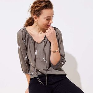 LOFT Giraffe Neck Tie Blouse